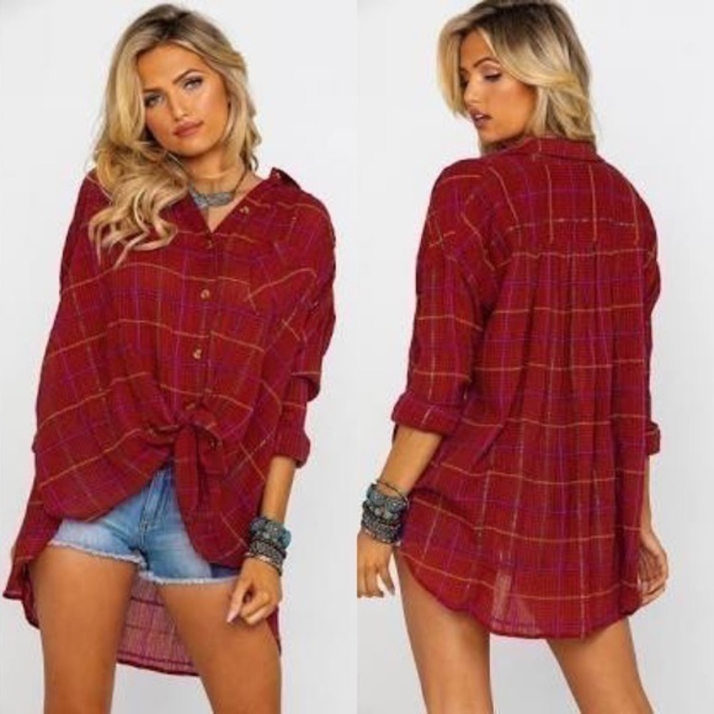 NWT Free People “break my stride” plaid bu…